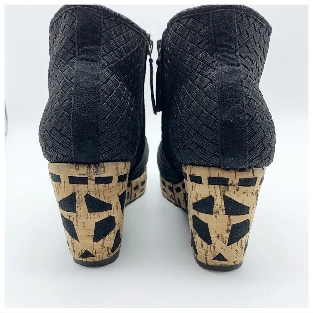 Zee Alexis‎ Engie Woven Wedge Platform Bootie Cork.